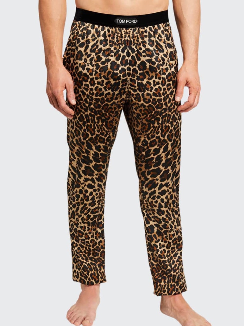 Tom Ford Men's Leopard Print Silk Pajama Pants XXL NWOT Velvet Logo Waistband